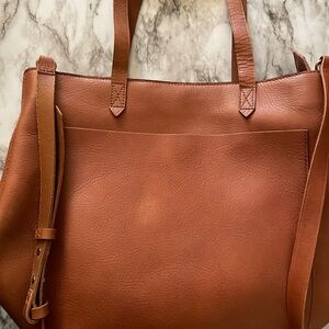 Madewell The Zip-Top Medium Transport Tote- tan